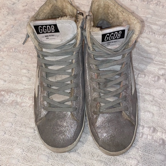 GG francy sneakers with shearling in silver - Picture 4 of 8